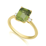 R-26320-PD-Y  Diamond & Peridot Three Stone Ring