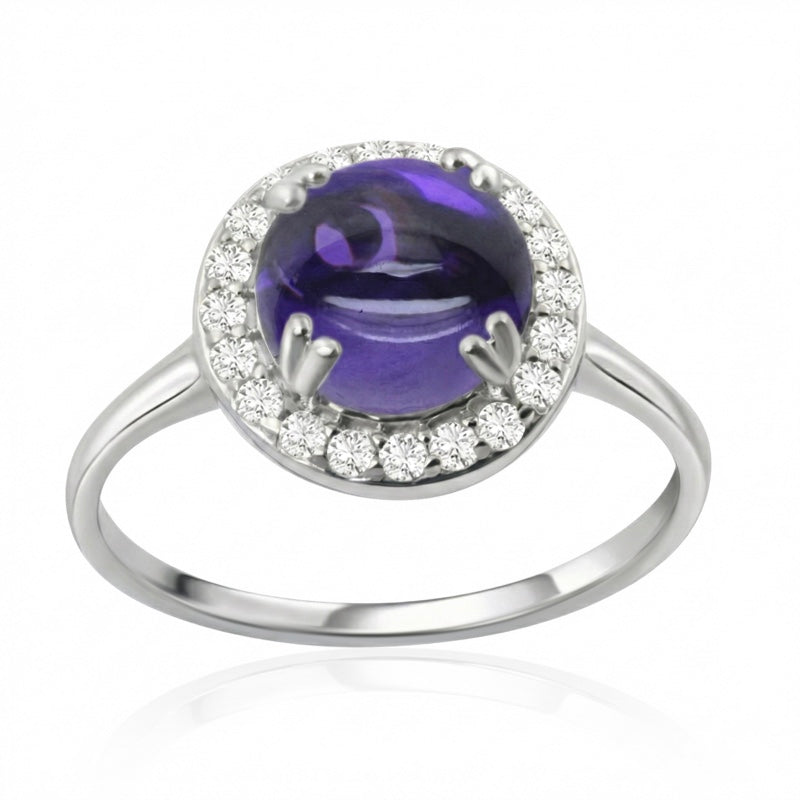 R-42121-AM-W  Diamond & Amethyst Dress Ring