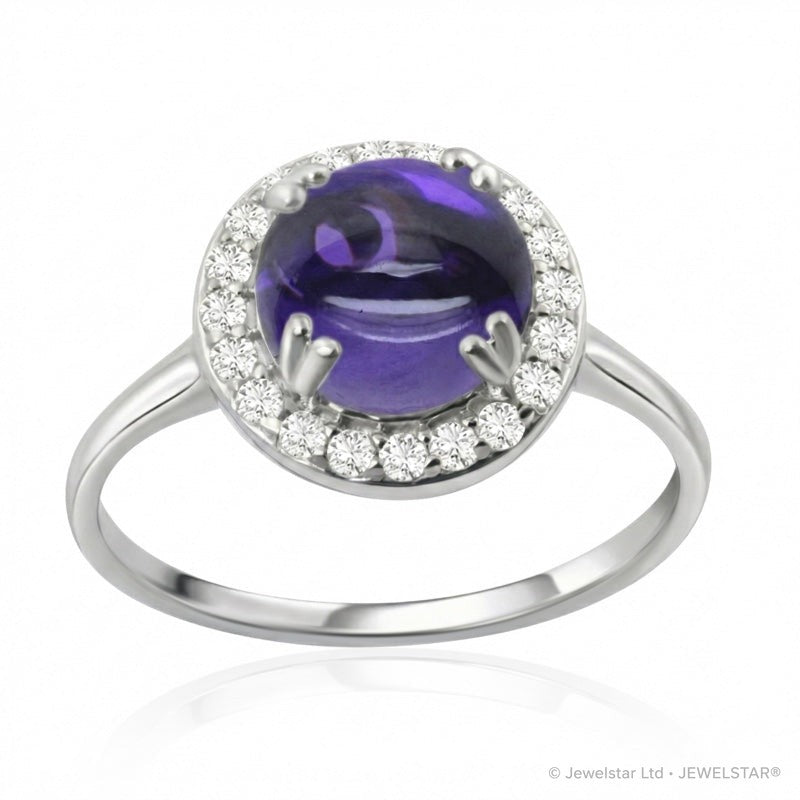 R-42121-AM-W  Diamond & Amethyst Dress Ring