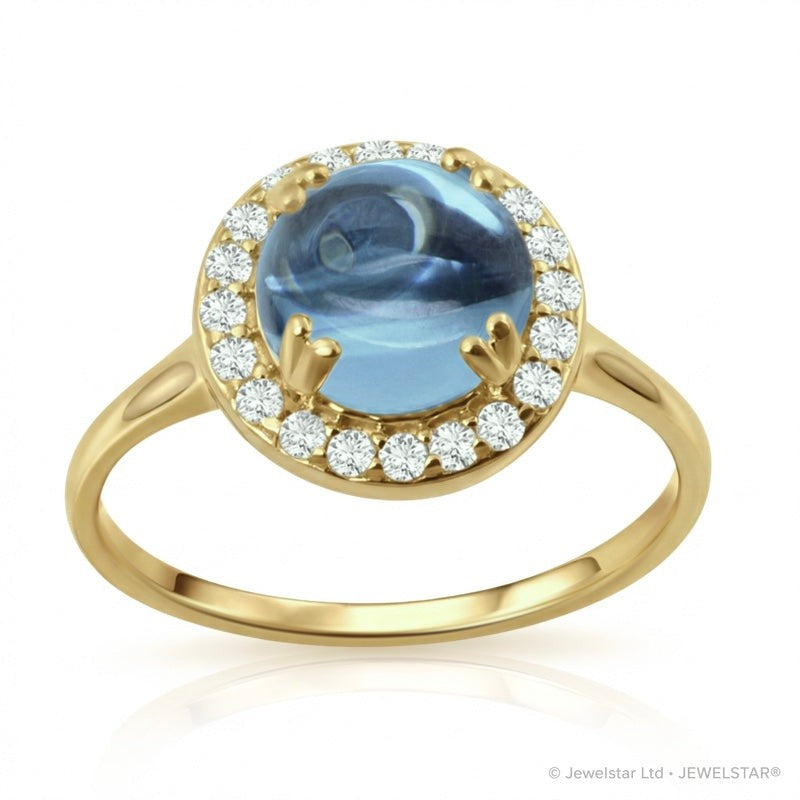 R-42121-BT-Y  Diamond & Blue Topaz Dress Ring