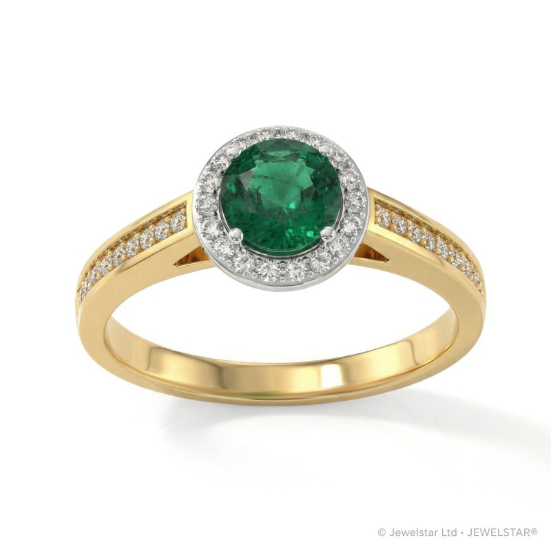 R-42346-EM-Y   Diamond & Emerald Cluster Ring