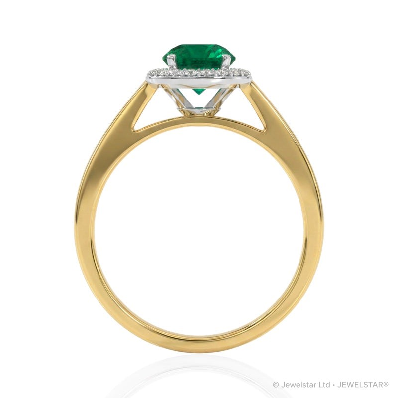 R-42346-EM-Y   Diamond & Emerald Cluster Ring
