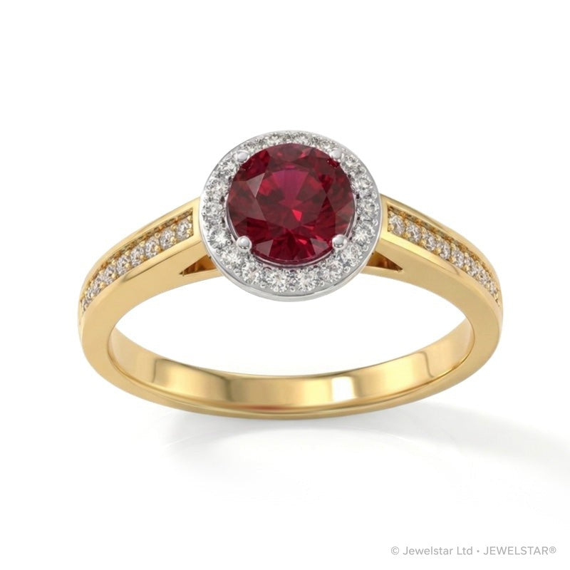 R-42346-RU-Y   Diamond & Ruby Cluster Ring