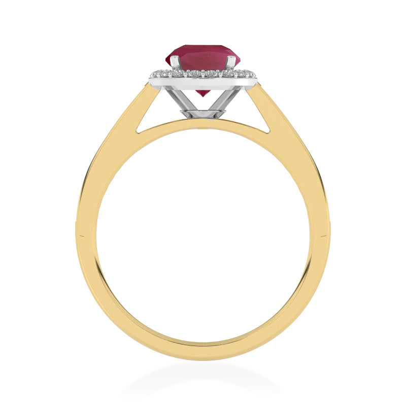 R-42346-RU-Y  Diamond & Ruby Halo Ring