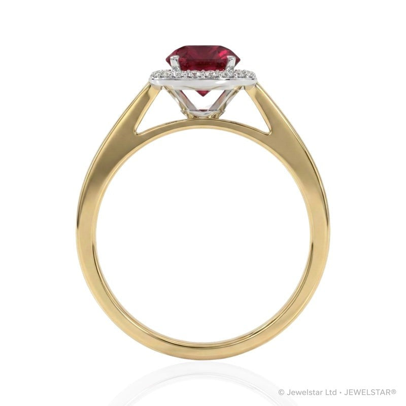 R-42346-RU-Y   Diamond & Ruby Cluster Ring
