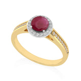 R-42346-RU-Y  Diamond & Ruby Halo Ring