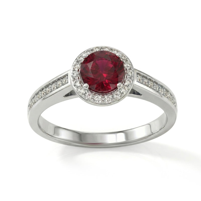 R-42346-RU-W   Diamond & Ruby Cluster Ring
