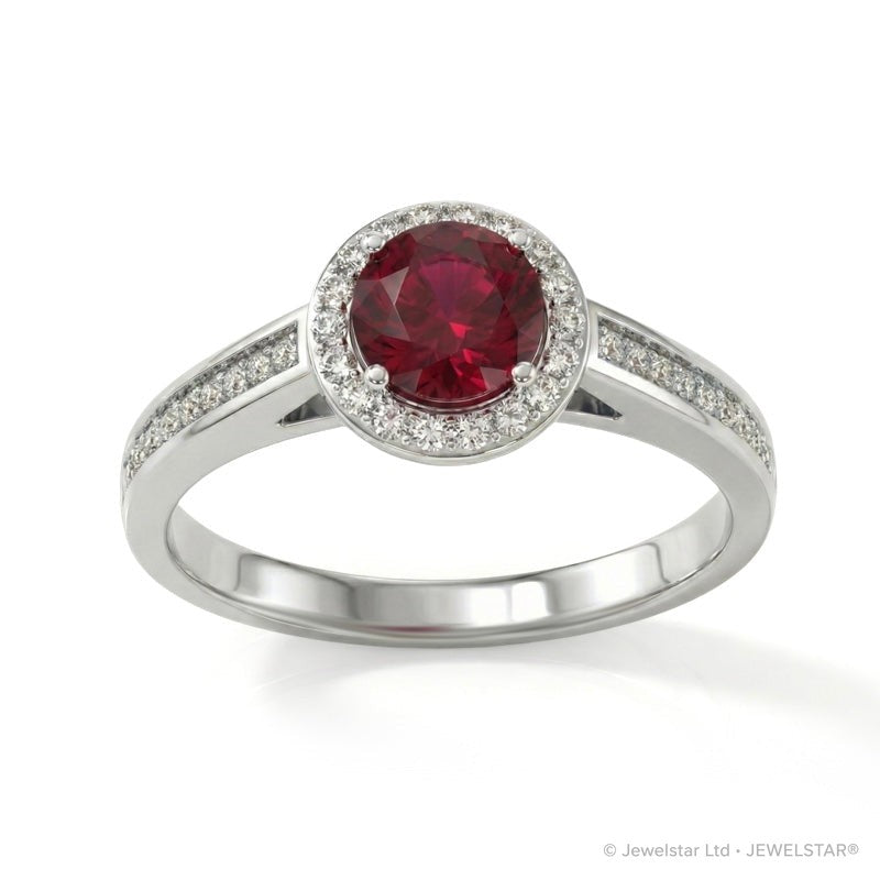 R-42346-RU-W   Diamond & Ruby Cluster Ring