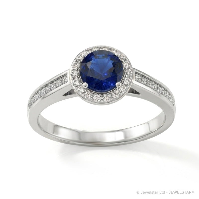 R-42346-SA-W  Diamond & Sapphire Cluster Ring
