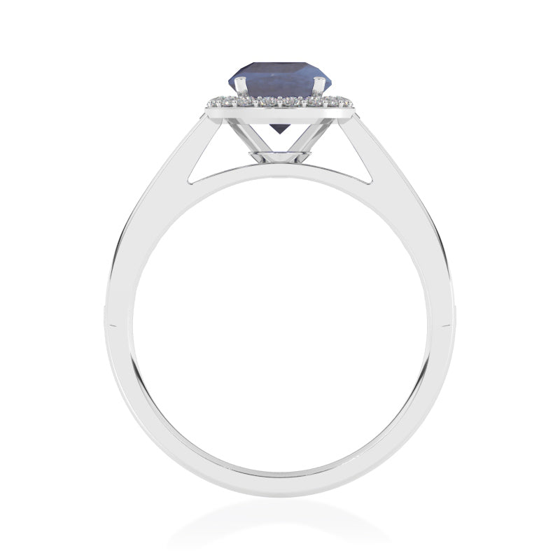 R-42346-SA-W  Diamond & Sapphire Halo Ring