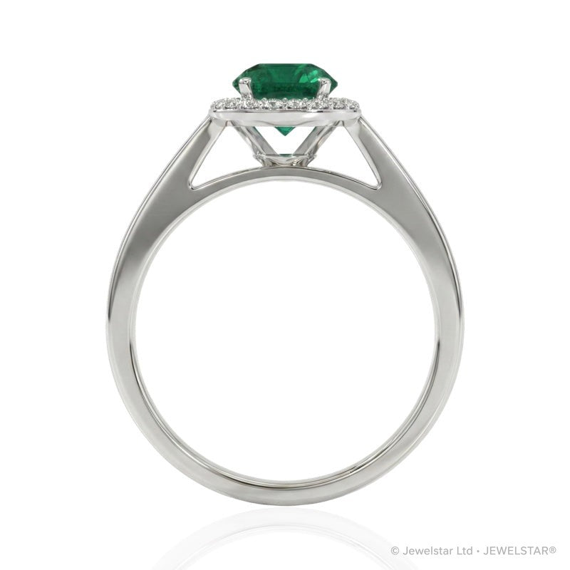 R-42346-EM-W  Diamond & Emerald Cluster Ring