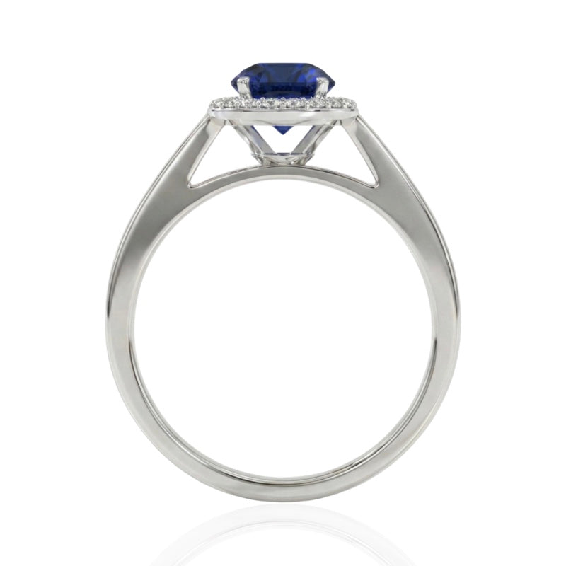 R-42346-SA-W  Diamond & Sapphire Cluster Ring