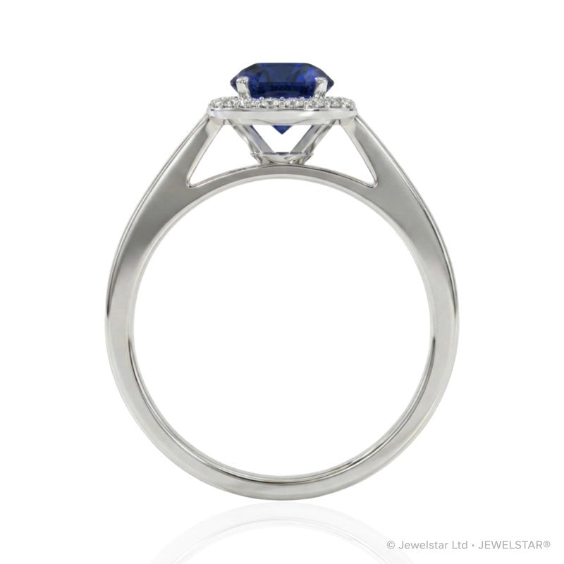 R-42346-SA-W  Diamond & Sapphire Cluster Ring