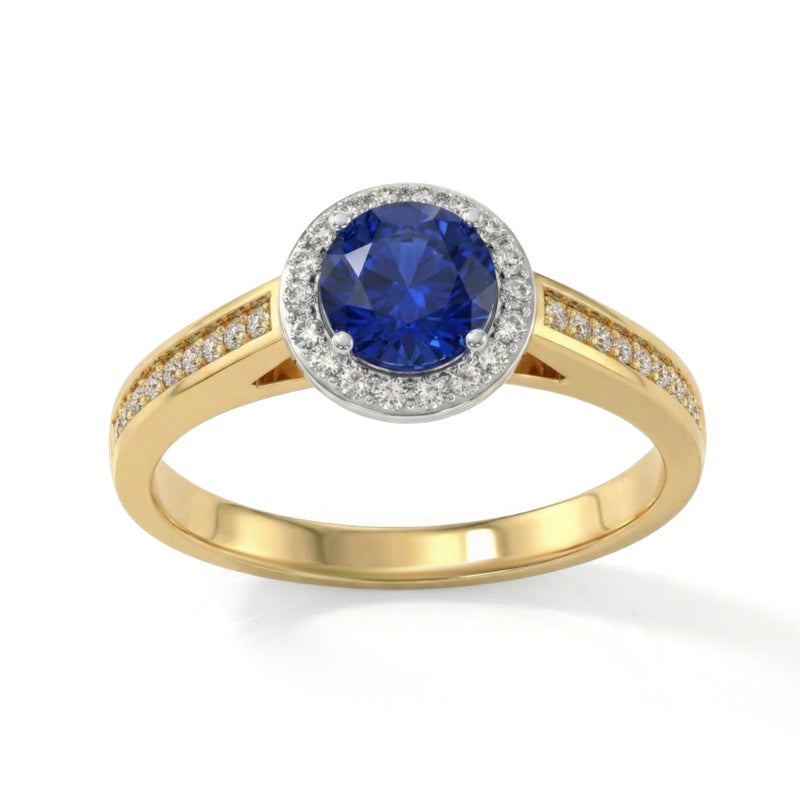 R-42346-SA-Y  Diamond & Sapphire Cluster Ring