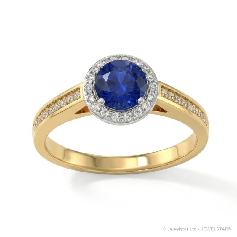 R-42346-SA-Y  Diamond & Sapphire Cluster Ring