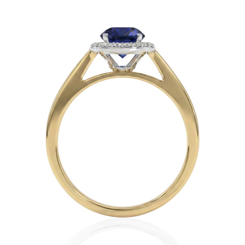 R-42346-SA-Y  Diamond & Sapphire Cluster Ring