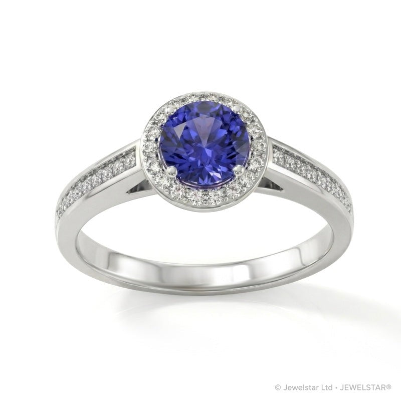 R-42346-TZ-W  Diamond & Tanzanite Cluster Ring