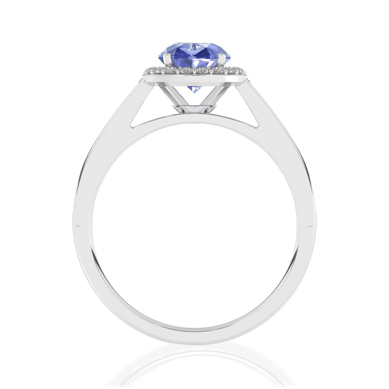 R-42346-TZ-W  Diamond & Tanzanite Halo Ring