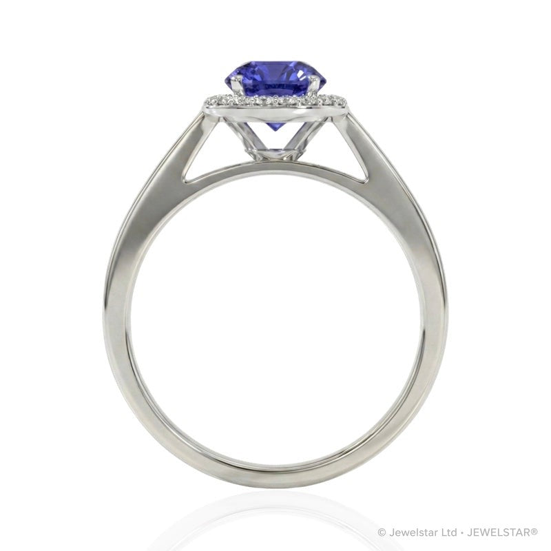 R-42346-TZ-W  Diamond & Tanzanite Cluster Ring