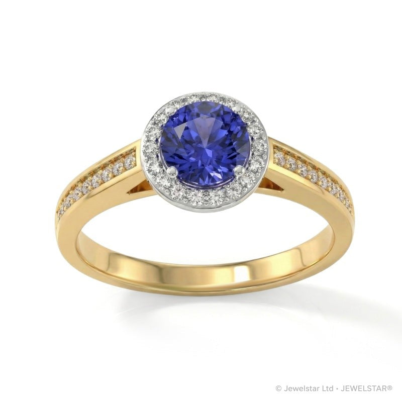 R-42346-TZ-Y  Diamond & Tanzanite Cluster Ring