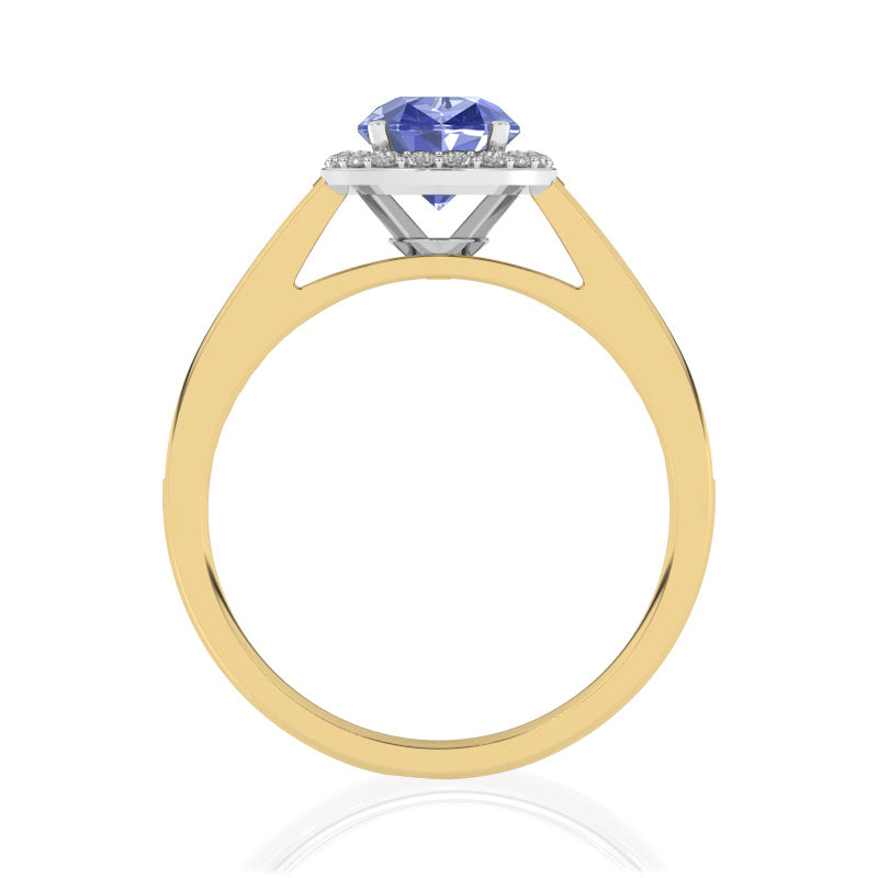 R-42346-TZ-Y  Diamond & Tanzanite Halo Ring