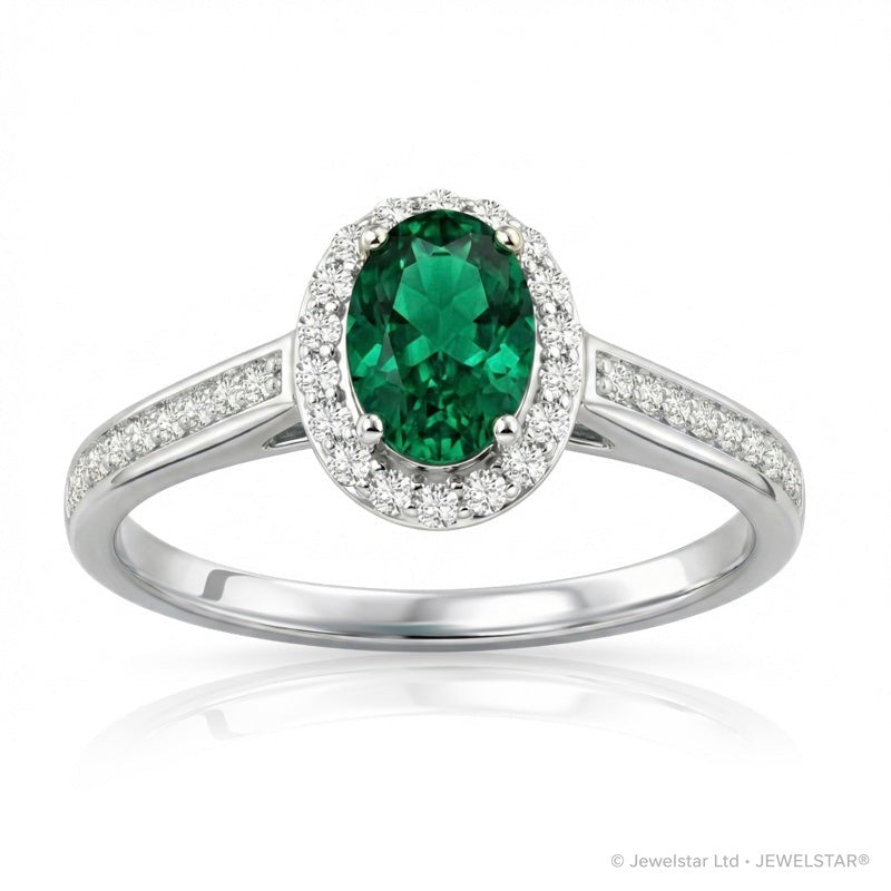 R-42347-EM-W  Diamond & Emerald Cluster Ring