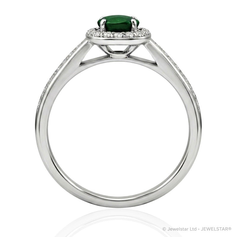 R-42347-EM-W  Diamond & Emerald Cluster Ring