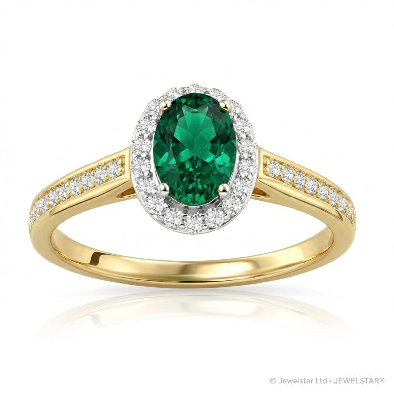 R-42347-EM-Y  Diamond & Emerald Cluster Ring