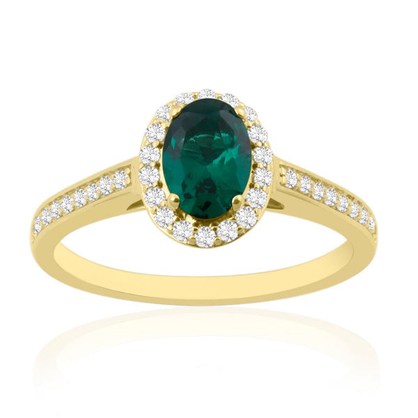 R-42347-EM-Y - Diamond & Emerald Halo Ring