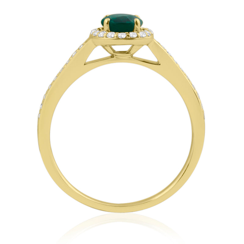 R-42347-EM-Y  Diamond & Emerald Halo Ring