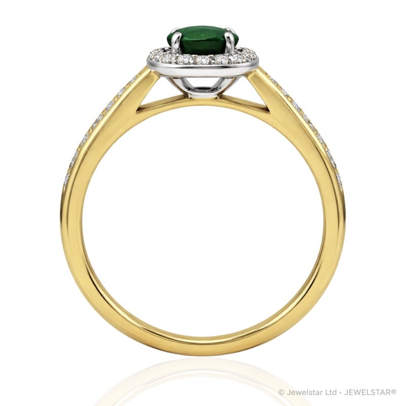 R-42347-EM-Y  Diamond & Emerald Cluster Ring