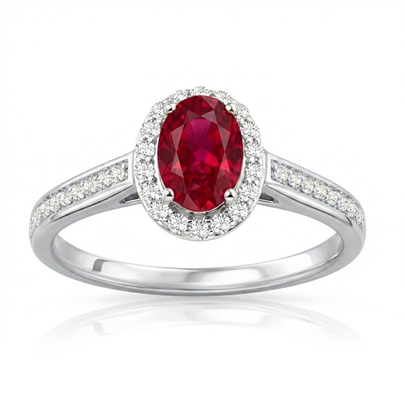 R-42347-RU-W   Diamond & Ruby Cluster Ring