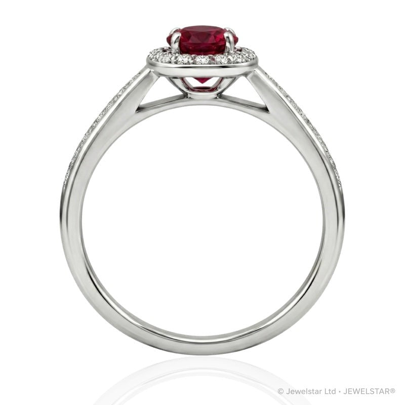 R-42347-RU-W   Diamond & Ruby Cluster Ring