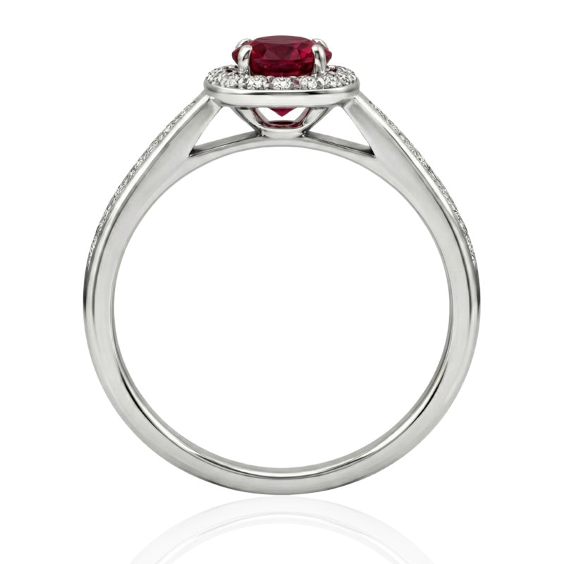 R-42347-RU-W   Diamond & Ruby Cluster Ring