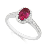 R-42347-RU-W  Diamond & Ruby Halo Ring