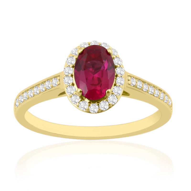 R-42347-RU-Y  Diamond & Ruby Halo Ring