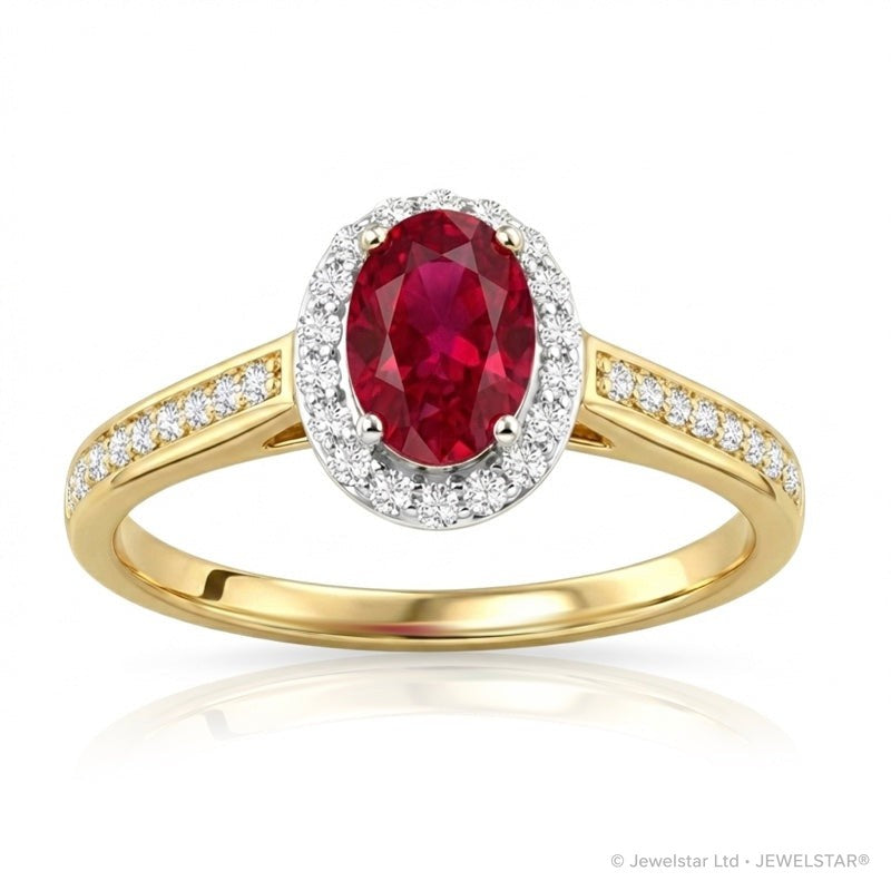 R-42347-RU-Y   Diamond & Ruby Cluster Ring