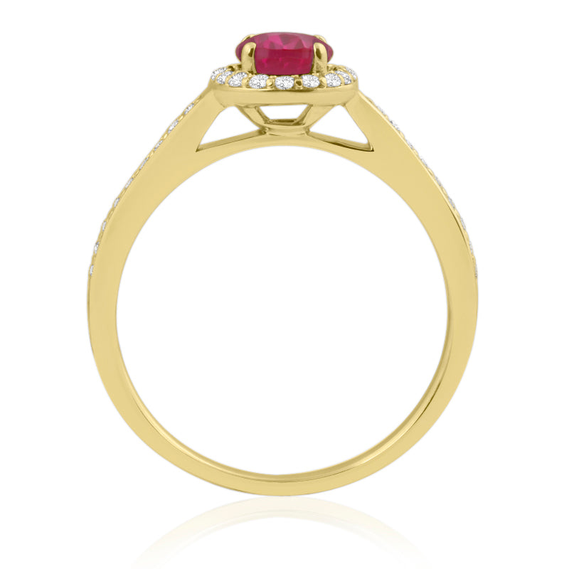 R-42347-RU-Y  Diamond & Ruby Halo Ring