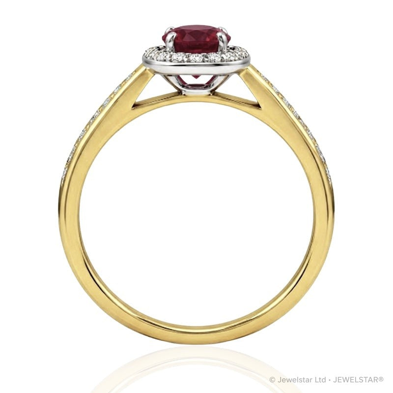 R-42347-RU-Y   Diamond & Ruby Cluster Ring
