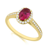 R-42347-RU-Y - Diamond & Ruby Halo Ring