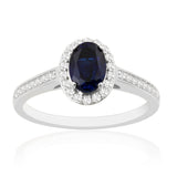 R-42347-SA-W Diamond & Sapphire Halo Ring