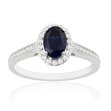 R-42347-SA-W - Diamond & Sapphire Halo Ring