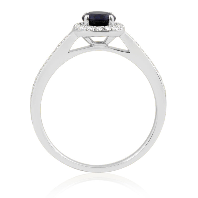 R-42347-SA-W Diamond & Sapphire Halo Ring