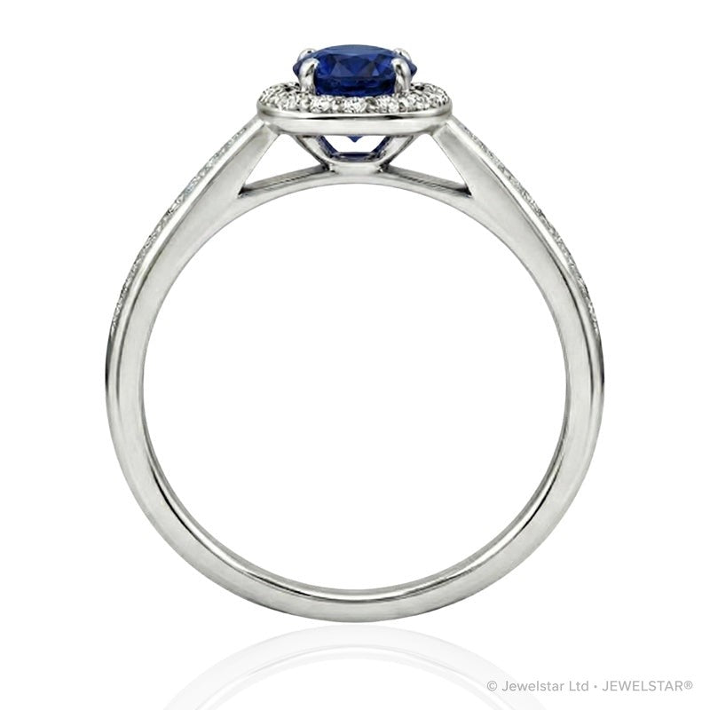 R-42347-SA-W Diamond & Sapphire Cluster Ring