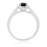 R-42347-SA-W Diamond & Sapphire Halo Ring