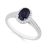 R-42347-SA-W Diamond & Sapphire Halo Ring