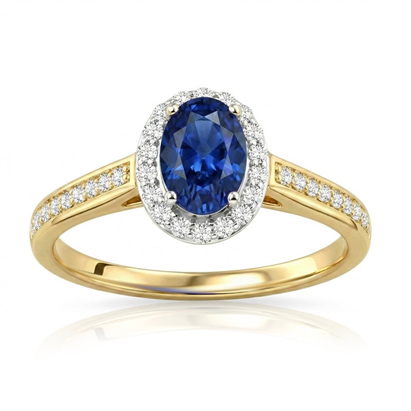 R-42347-SA-Y  Diamond & Sapphire Cluster Ring