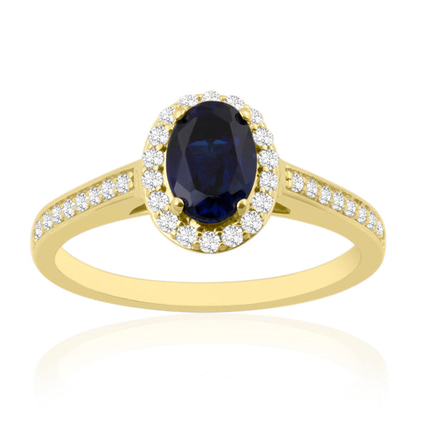 R-42347-SA-Y  Diamond & Sapphire Halo Ring