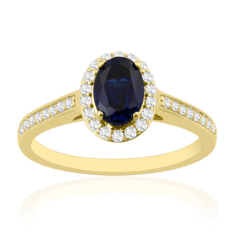 R-42347-SA-Y  Diamond & Sapphire Halo Ring