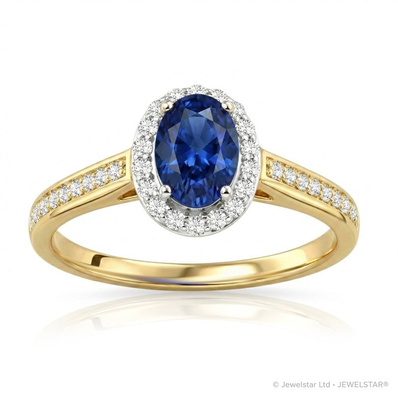 R-42347-SA-Y  Diamond & Sapphire Cluster Ring